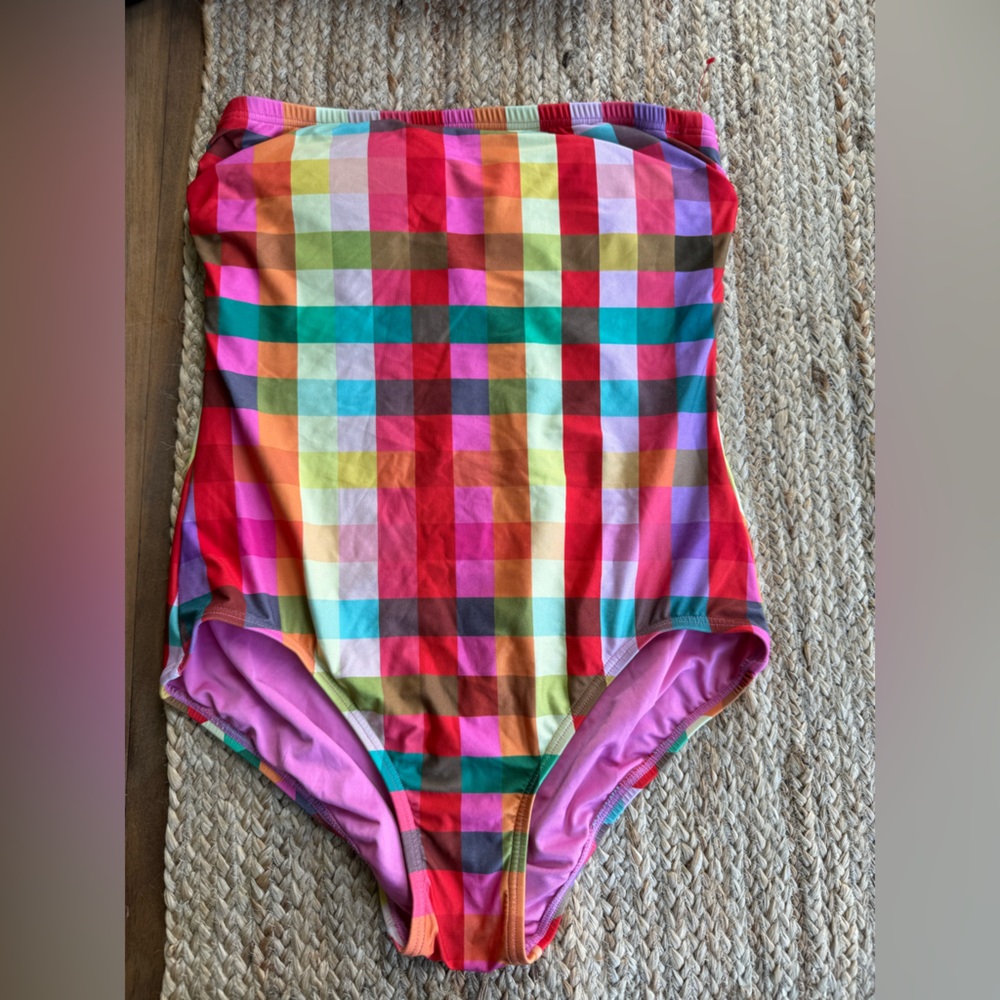 Kate Spade Pink and Multicolor Strapless One Piece Swim